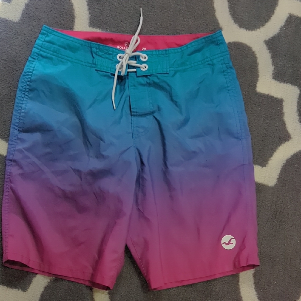 Hollister Blue and Purple Gradient Swim Shorts